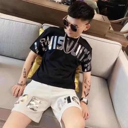 Men's Tracksuits Top Alphabet Clothing Sportswear Sports Suits White T Shirt Man High Quality Tracksuit Fashion Shorts Sets Kpop Slim Fit
