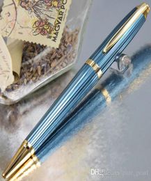 Classic Ballpoint Pen The blue wire drawing Luxury metal barrel Writing smoothCufflinks SetBox2 Additional Gift RefillsGift Pl1530256