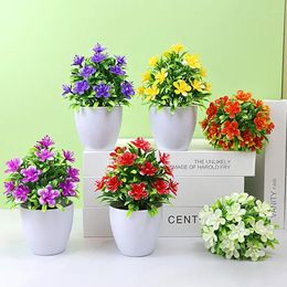 Decorative Flowers 1PC Artificial Flower Desktop Bonsai Plastic Fake Potted Plant Home Garden Deocration Supplies