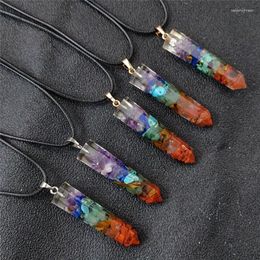 Pendant Necklaces 1PCS Chakra Energy Natural Stone Necklace Charms Jewelry Dowsing Pendulum Amulet For Drop
