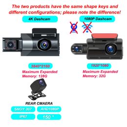 Dash Cam for Cars WIFI Car Dvr4K Front and Rear View Camera for Vehicle GPS 3Lens Video Recorder Parking Monitor Car Assecories