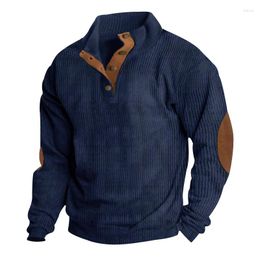 Men's Sweaters Selling Spring And Autumn European Size Casual Standing Collar Long Sleeved Pit Stripe Corduroy Hoodies In Stock