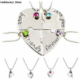 Pendant Necklaces 1pcs/set best friend forever and ever BFF Friend Necklace Set Heart Shape Puzzle Hand Stamped Bead Friendship Jewelry
