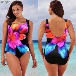 Women's Swimwear 2024 Oversized Swimwear Women One-piece Printed Swimsuit Beachwear Sexy Swimwear Plus Size Bodysuit Beach Bathingsuit Monokini Y240403