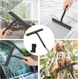 Shower Squeegee for Glass Doors Silicone Squeegee with Hook Bathroom Shower Mirrors Tiles and Car Windows Streak Free Cleaning
