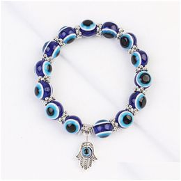 Charm Bracelets Blue For Women Girls Lady European And American Fashion Elegant Hamsa Hand Fatima Evil Eye Designs Jewellery Bracelet Dhgsy