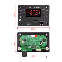 DC 5V 12V Bluetooth 5.0 MP3 WMA WAV APE Decoder Board Hands-free Car Audio Microphone USB TF FM Radio Mp3 Music Player Speaker