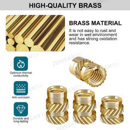 Brass Insert Knurled Thread Nuts M1 M1.4 M1.6 M1.7 M2 M2.5 M3 M4 M5 M6 M8 Hot Melt Heat Moulding Embedment Copper 3D Printing Nut