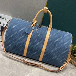 designer Luxury duffle bag denim travel bag leather luggage handbag shoulder crossbody Large capacity tote Kee Pall duffel bag