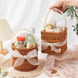 Decorative Plates Flower Storage Basket Imitation Vine Weaving Sundries Home Decoration Accessories Portable Snack Toy Shopping