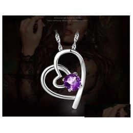 Pendant Necklaces Wholesale 925 Sterling Sier Plated Heart Shaped Zircon Necklace Fashion Valentines Day Gift Jewellery Drop Delivery Pe Dhpmg