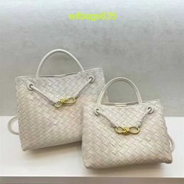 Leather Tote BottegvVenet Andiamo Bags Small Design Spring New Metal Rope Buckle Leather Woven Tote Bag One Shoulder Handheld Large Capacity have logo HB5XGH