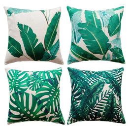 Pillow Tropical Plant Leaves Banana Leaf Linen Pillowcase Sofa Cover Home Decoration Can Be Customised For You 40x40 50x50