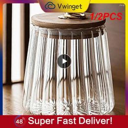 Storage Bottles 1/2PCS 750ML/650ML Candy Jar Glass Canister Bulk Food Clear Apothecary Jars Kitchen Organiser