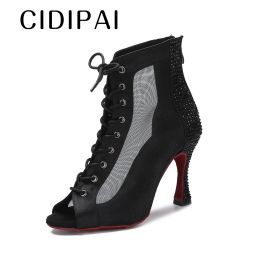 Boots Cidipai Red Sole Dance Boots Woman Salsa Tango Latin Dance Shoes for Girls Indoor Sports Dance Shoes Breathable Mesh Party Shoes