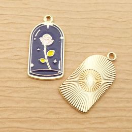 10pcs Enamel Flower Charm for Jewelry Making Earring Pendant Necklace Bracelet Accessories Diy Craft Supplies