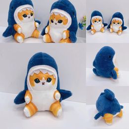 Cute combination of land and sea, fried shrimp, shark, cat, Japanese cartoon plush toy doll, pendant doll