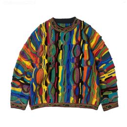 Men's Sweaters Mens 2023 Crew Neck Ethnic Style Fashion Colourful Pullover Pull Homme Fall Sweater for Men Knitted