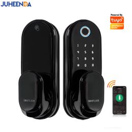 Lock Electronic Keypad Fingerprint Password Keyless Front Door Lock Tuya Wifi Automatic Single Latch Smart US Deadbolt Lock With Keys