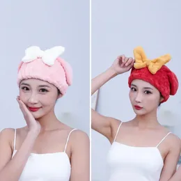 Towel Coral Fleece Hair Soft Absorbent Quick Dry For Women Cute Bowknot Drying Hat Curly