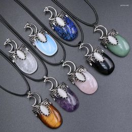 Pendant Necklaces Natural Stone Crystal Quartz Amethyst Necklace Wall Hanging Moon For Women Party Jewellery