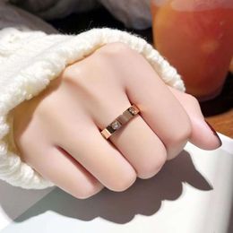 European and American Instagram Style Light Luxury Full Diamond Ring Hot Selling Fashion Popular Ring Couple Ring Titanium Steel Colourful Ring
