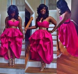 Pink High Low Prom Dresses 2015 Party Evening Gowns Fuchsia Sweetheart Short Vestido De Festa Tea Length HiLo Cheap Party Dre6817838