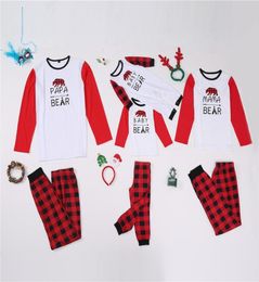 2020 New Family Parentchild Clothes European And American Round Neck Christmas Check Splicing Long Sleeve Pajamas Set3094039