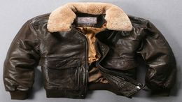Avirex Fly Air Force Flight Jacket Fur Collar Genuine Leather Jacket Men Black Brown Sheepskin Coat Winter Bomber Jacket MaleLY1917211730