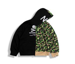 New Arrival Autumn Winter Teenager Black Green Camo Splice Cardigan Hoodies Men Women Loose Casual Hooded Jacket Tops1070111