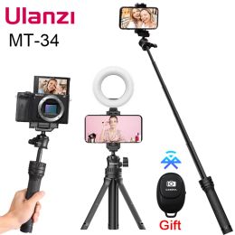 Monopods Ulanzi Mt34 Extendable Smartphone Selfie Tripod with Phone Mount 80cm Vlog Slr Mobile Tripod for Iphone 12 Pro Max 11 Sony Zv1