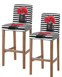 Chair Covers Black Bottle Marble Flower Stripes Bar Short Back Stretch Stool Cover Armless Office Seat