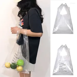 Storage Bags Women Transparent PVC Shopping Bag Clear Fashion Reusable Letter Printed Eco-friendly Tote