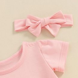 Clothing Sets Infant Baby Girl Spring Summer Clothes 3Pcs Headband Ribbed Romper Bear Embroidery Dots Suspender Skirt Set