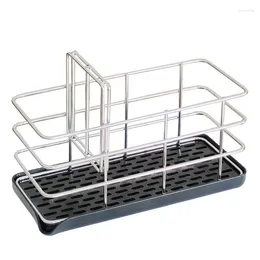 Kitchen Storage Stainless Steel Cleaning Dishcloth Rack Chopsticks Drain Basket Sponge Sink Countertop