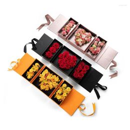 Decorative Flowers I Love You Gift Box Romantic Custom Eternal Life Flower Packing Rose Soap Package Heart Shape Luxury Valentine Day Paper