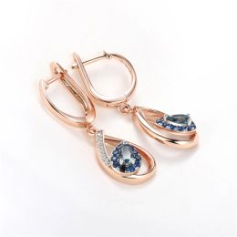 Earrings Silver Earrings for Women 925 Sterling Silver London Blue Topaz Earrings Drop Rose Gold Twotone Plated Halloween Fine Jewelry