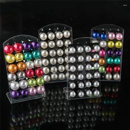 Stud Earrings 12Pairs Colorful White Imitation Pearl For Women Ear Jewelry Round Ball Earring 4 6 8 10 12mm