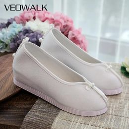 Casual Shoes Veowalk Faux Fur Lining Winter Women Jacquard Cotton Fabric Inside Platforms Warm Soft Comfortable Ladies Hanfu