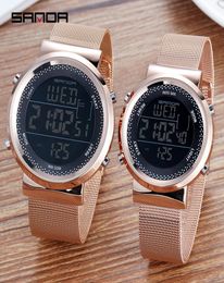 Women Men Digital Watch Rose Gold Stainless Steel LED Electronic Wristwatch Fashion Waterproof Sports Clock montre femme1527762