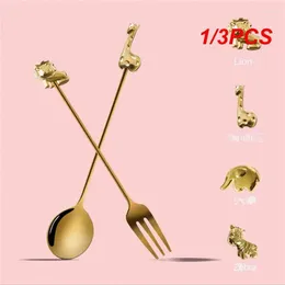 Coffee Scoops 1/3PCS Cake Snack Fork Creative Portable 304 Stainless Steel Cartoon Animal Cutlery Gift Tableware Kitchen Accessories