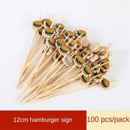 Forks 12cm Disposable Hamburger Sticks Pleasure Decorative Bamboo Skewers For Sandwich Decoration Household Products