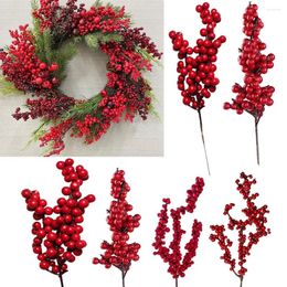 Decorative Flowers 5pcs Artificial Christmas Berry Red Foam Berries Multi Type Branches For DIY Wreath Supply Xmas Tree Decorations