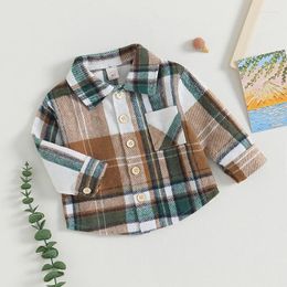 Jackets ZZLBUF Toddler Baby Boy Plaid Shirt Jacket Warm Lightweight Coat With Pockets Casual Autumn Winter Outwear