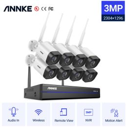 System ANNKE 3MP 1080P CCTV System 8ch HD Wireless NVR Kit 2TB HDD Outdoor IR Night Vision IP Wifi Camera Security System CCTV Kit