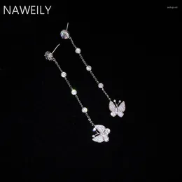 Dangle Earrings Luxury Korean Crystal For Women Super Flashing Rhinestone Butterfly Long CZ Zircon