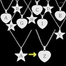 Pendant Necklaces 26 Letters Alphabet A-Z Necklace Stainless Steel Engraved Pentagram For Women Jewelry Gift