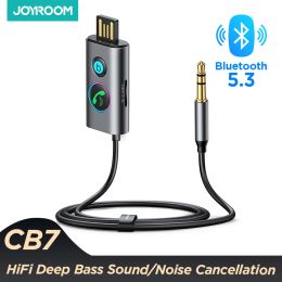 Adapter Joyroom Bluetooth Aux Adapter Wireless Car Bluetooth Receiver HiFi Deep Bass Sound Handsfree Car Kit with Noise Cancellation