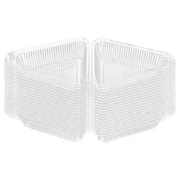 Take Out Containers 50 Pcs Clear Container Triangular Cake Box Plastic Disposable Sandwich With Lids