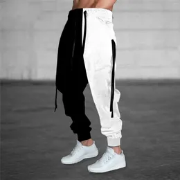 Men's Pants Trendy Loose Men Casual Long Black Gray Patchwork Sports Thin Style Mid-waist Suitable Young People